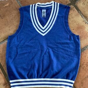 Blue Sporty V Neck Sweater Vest